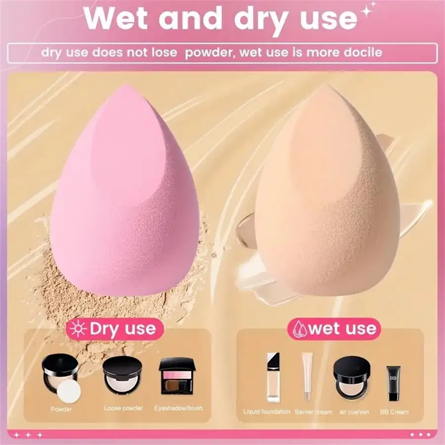 Spugna per trucco da 4 pezzi adatta per applicatore per trucco in polvere in polvere sciolta per correttore in crema e polvere