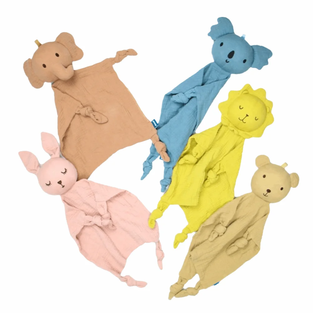 

Baby Soothing Soft Baby Cotton Gauze Blanket Cartoon Rabbit Ears Comforter Saliva Scarf Cute Sensory Handkerchief Infant Use