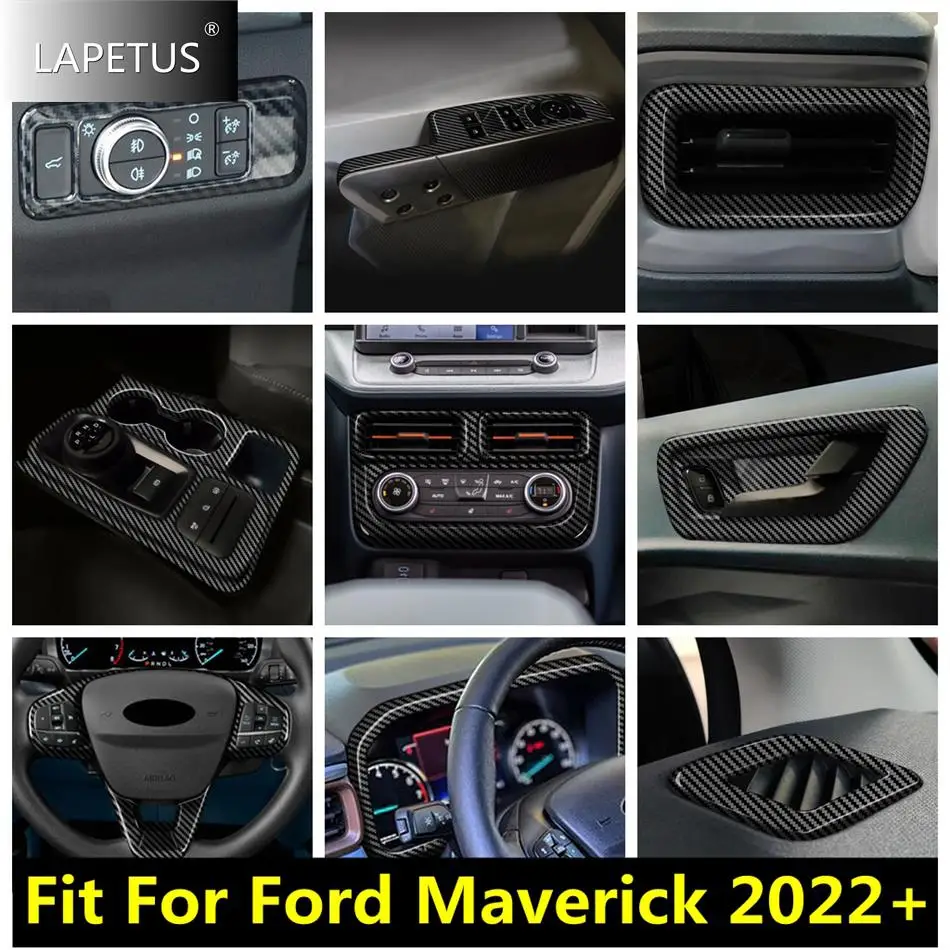 

Air / Window Lift Button / Head Lights / Gear Box Cup Panel Cover Trim For Ford Maverick 2022 2023 Car Carbon Fiber Accessories