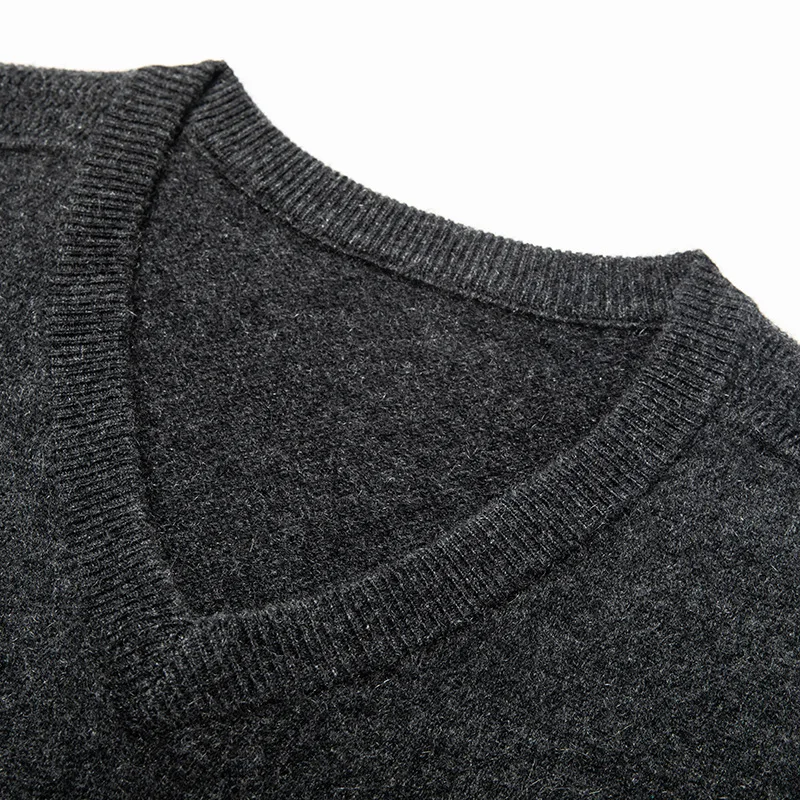 High Quality Men's V-neck Cashmere Sweater Business Cashmere Pullover Shirt Men