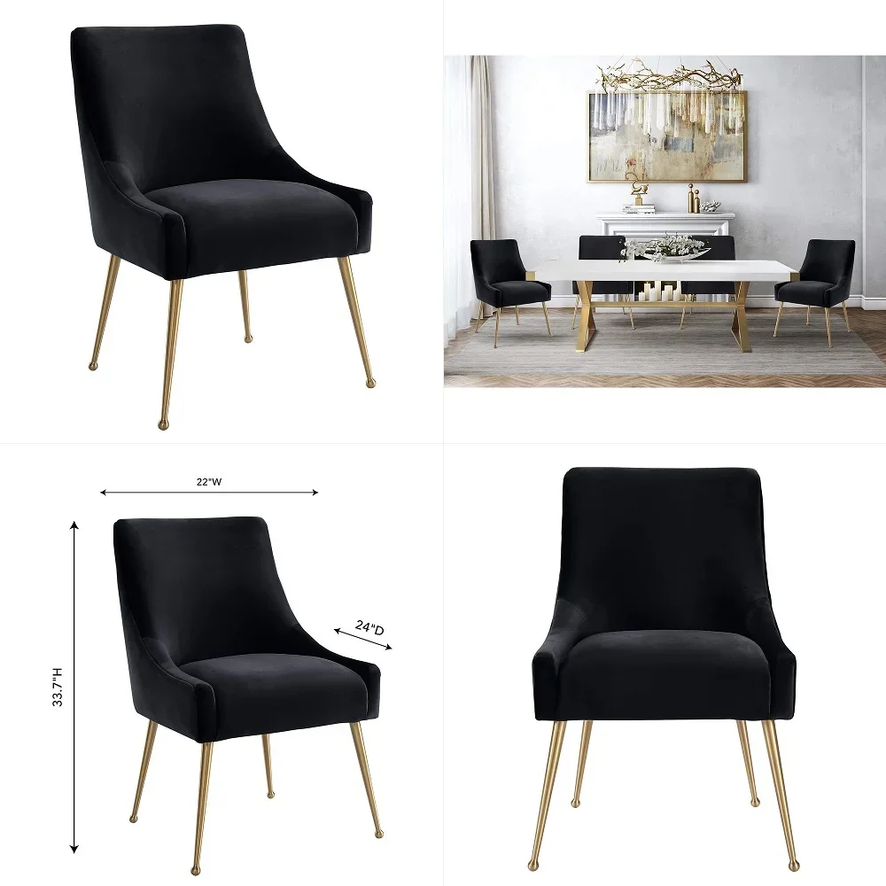 

Beatrix Ultra Modern Velvet Upholstered Dining Side Chair, 22 Black