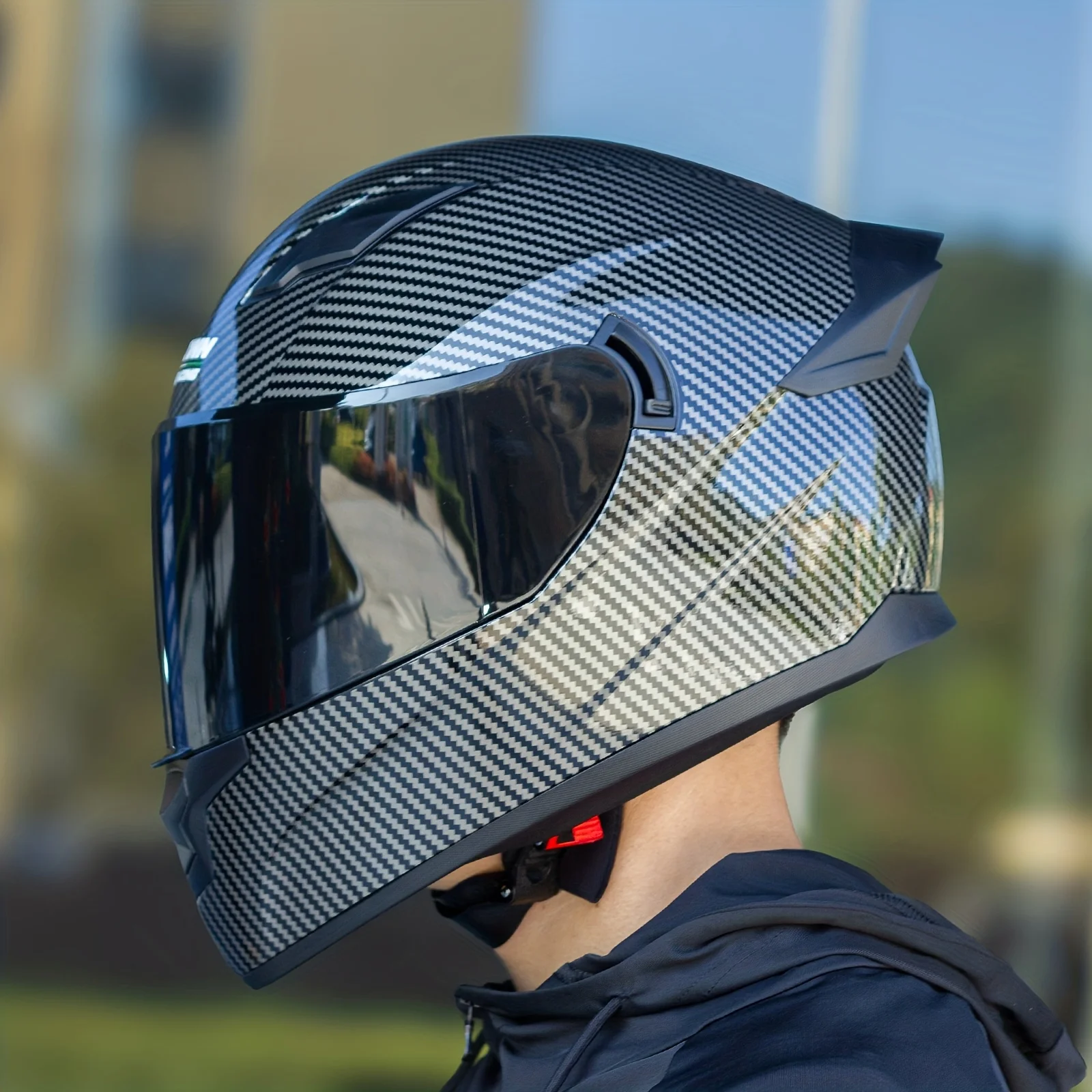 

CrownRacing Motorcycle Helmets with 2 Lenses Full Face Helmet, F-700 Carbon Pattern