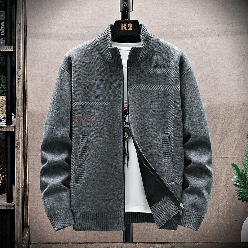 

Autumn Korean Jacket Men's Casual Versatile Cardigan Fleece Thickened Knitted Sweater Clothes Jacket
