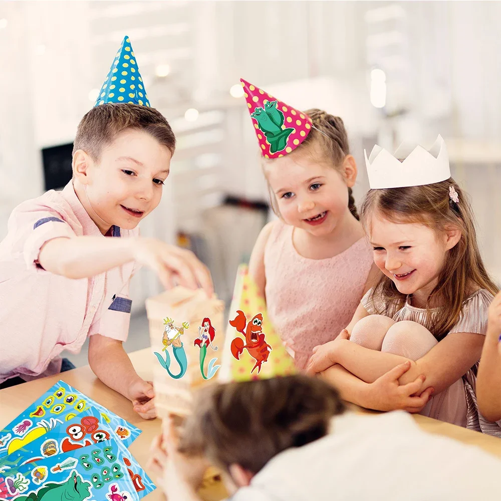 Heiß begehrt: 8/16 Blätter „Die kleine Meerjungfrau“! Kinder-Puzzle-Aufkleber DIY Zusammenbaubares Puzzle Kinder-Partyspiel Dekoration Geschenk Lernspielzeug – Detail 6