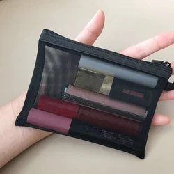 1 pz nero Mesh sacchetto di trucco della ragazza delle donne sacchetto cosmetico organizzatore di viaggio Make Up lavaggio rossetto da toeletta sacchetti di tovagliolo sanitario