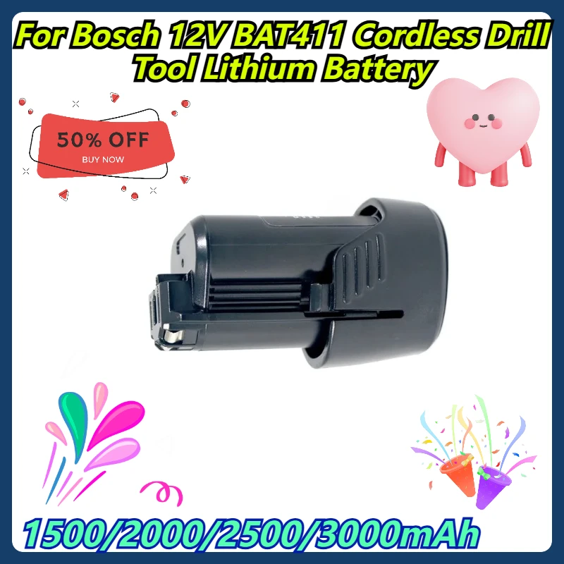

1500/2000/2500/3000mAh For Bosch 12V BAT411 Cordless Drill Tool Lithium Battery