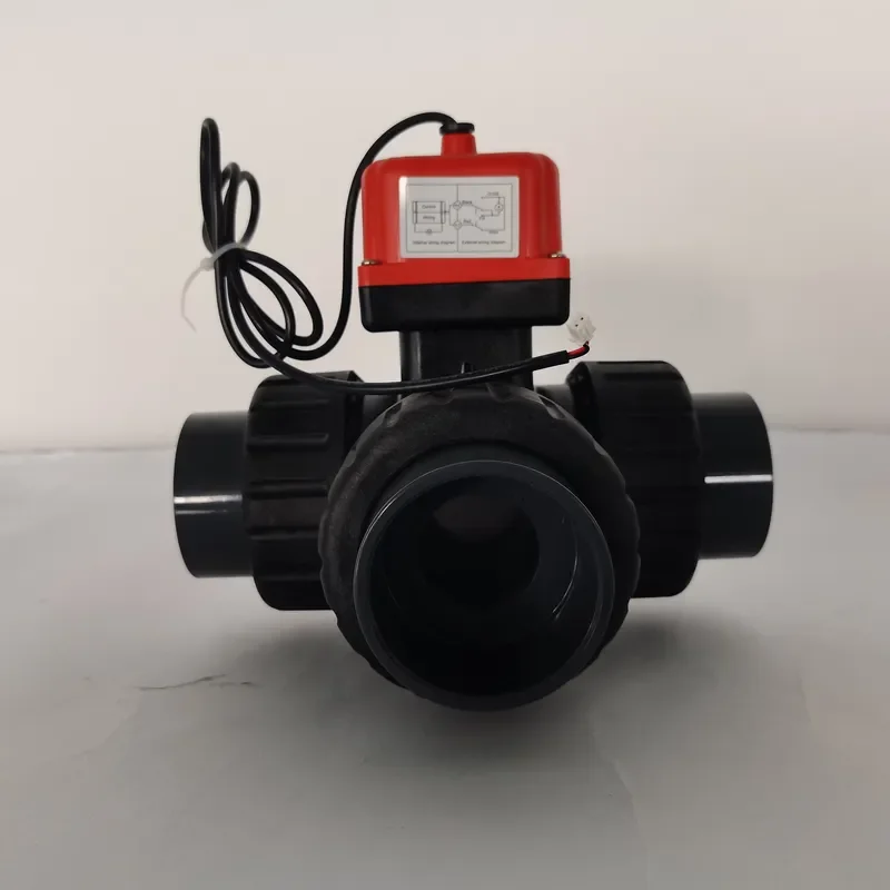 DN32/5/4'' Electric UPVC Ball Valve Hard Sealing Ceramic Core L Type Two Wire Control Three-Way Water OEM Customizable