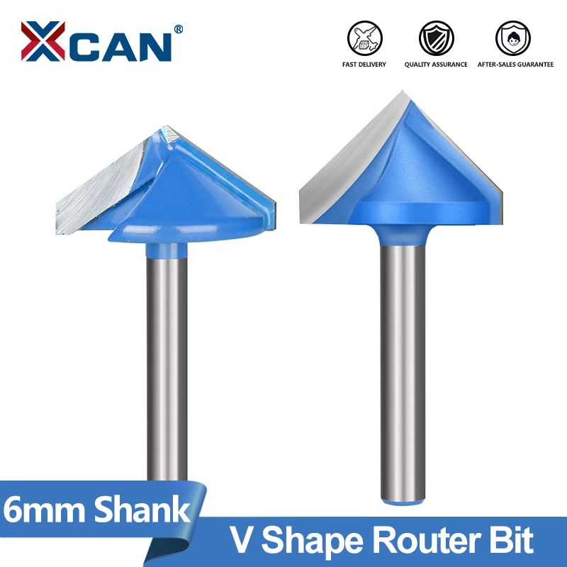 XCAN Router Bit 6mm Shank 60-150 Degrees V Shape Engraving Router Bit  3D Tungsten Carbide Milling Cutter For Woodworking