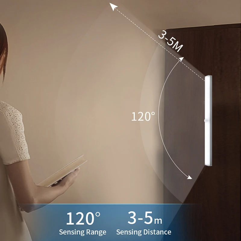 ワイヤレスLEDモーションセンサー,充電式,常夜灯,寝室の装飾,クローゼット,通路,2色,インテリア照明