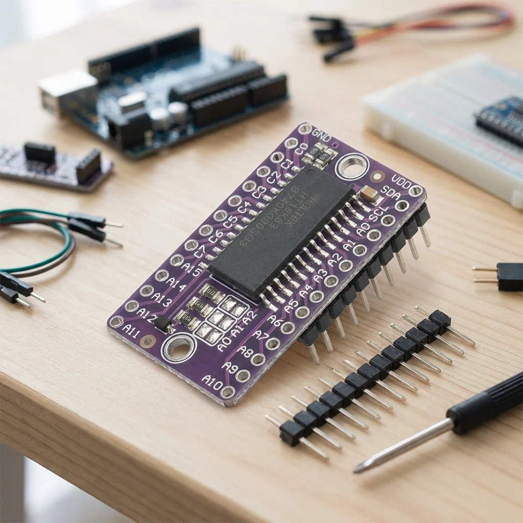 HT16K33 16x8 LED Matrix Driver Module I2C 4.5-5.5V RAM Display Data 16x8, 16-level Dimming Purple PCB