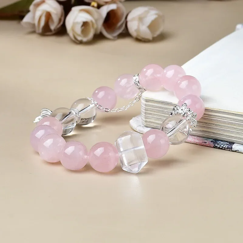 

Natural, Powder Crystal, White Crystal Bracelet, Women's Light Luxury Fashion Lucky Bracelet, Jewelry, Gifts
