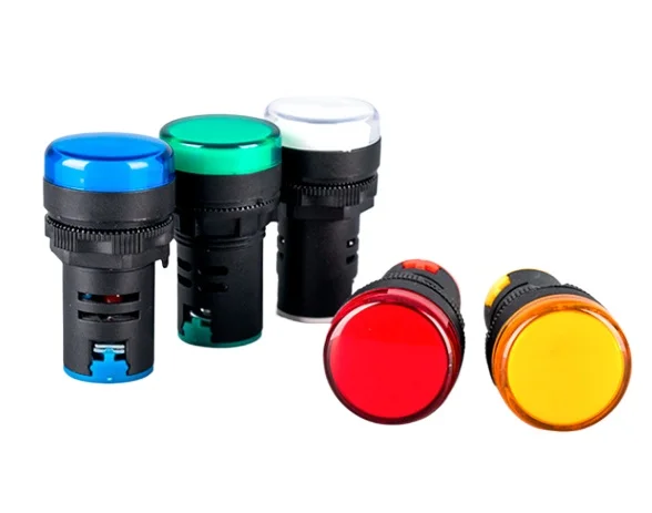 1pcs 22mm Indicator Light 12V 24V 220V 380V LED Power Indicator Pilot Signal Light AD16-22DS Panel Mount Lamp Multicolor 20mA