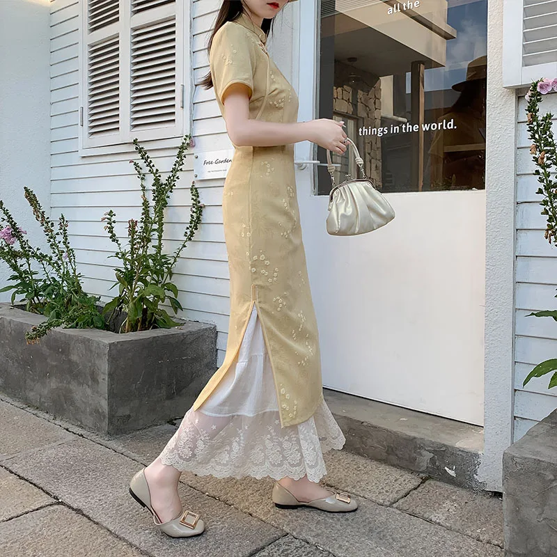 Damen-Unterhose im japanischen Stil, locker, mit elastischem Bund, bestickter Spitze und Baumwoll-Leinen-Mischung...