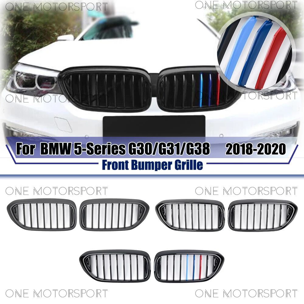 

Single Line Style Black Front Bumper Grille For BMW 5-Series G30 G31 G38 2018-2020 Glossy M-Color Racing Grille Bumper