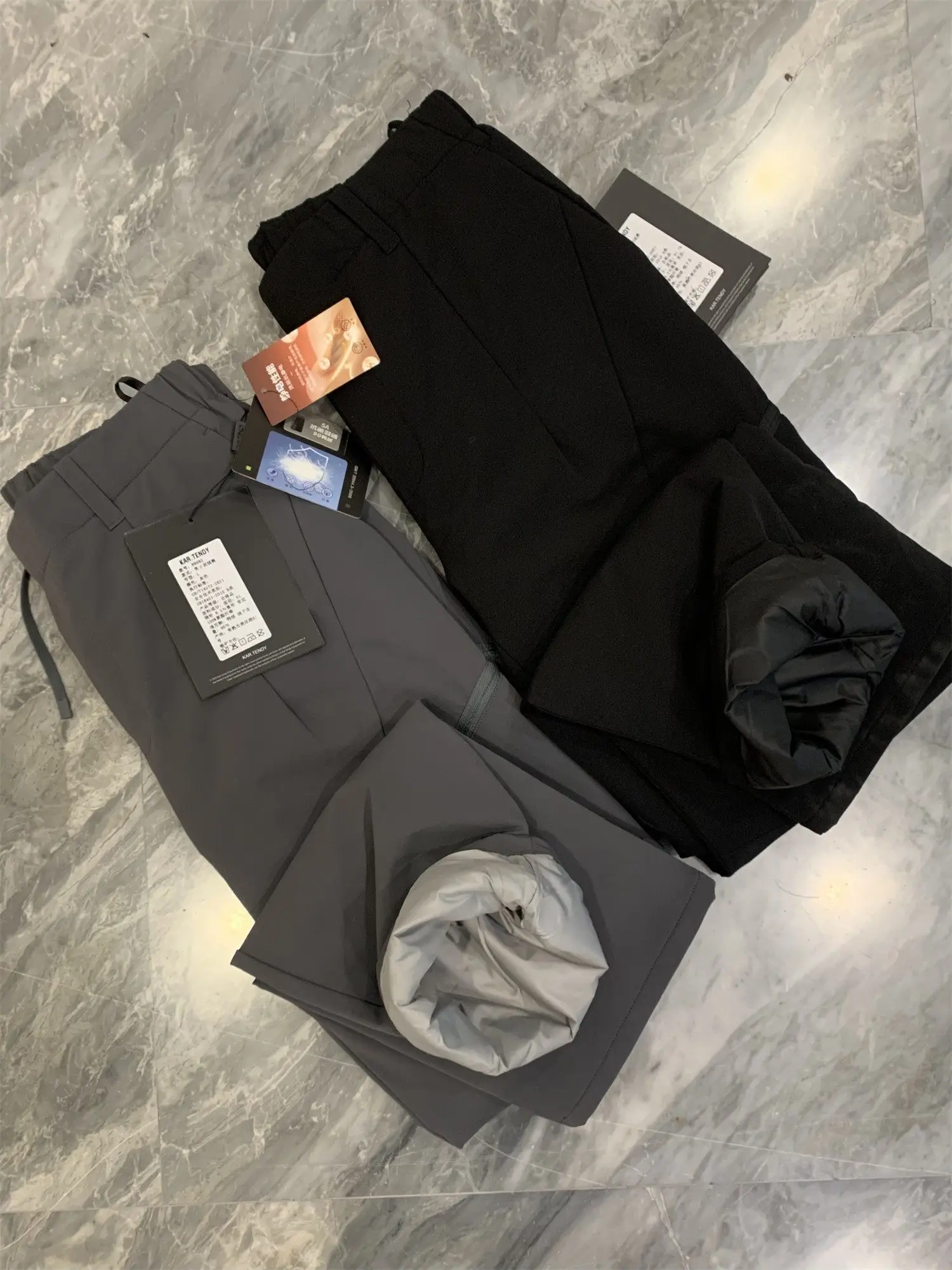 

Outdoor Men's down Pants Straight Leg Tee-in-One Anti-Defect Warm Casual Sle Polyester Fiber Novel Fabric Pred Crease