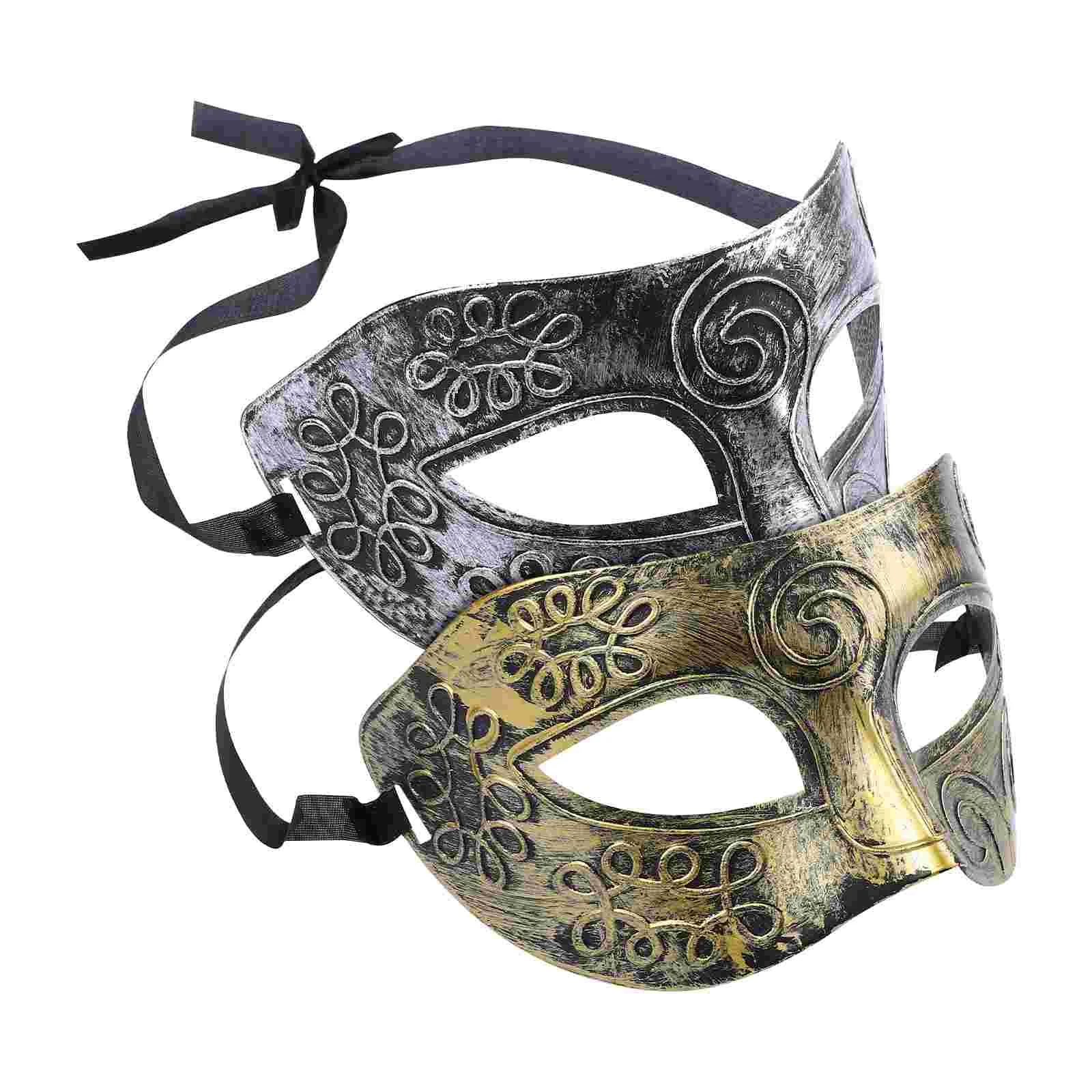 

2 Pcs Durable Masks Half Face Halloween for Adults Make up Fancy Dress Vintage Masquerade Cosplay Retro Style
