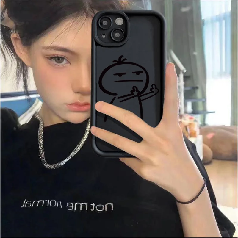 Cartoon Fun Stickman Phone Case for iPhone 16e 16 15 14 13 12 11 Pro Max Mini XR XS X 7 8 6 6s Plus Soft TPU Back Cover
