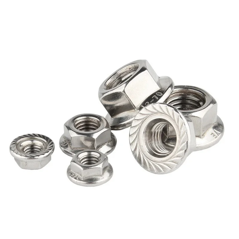High Quality Stainless Steel Hexagon Hex Head Serrated Spinlock Flange Nut Lock 50/ 20/ 10/ 5pcs M3 M4 M5 M6 M8 M10 M12DIN6923