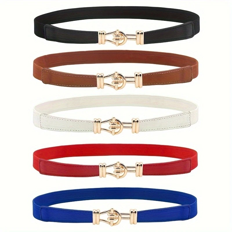 Paired buckle belt women's decorative waistband skirt retro elastic thin belt simple waistband