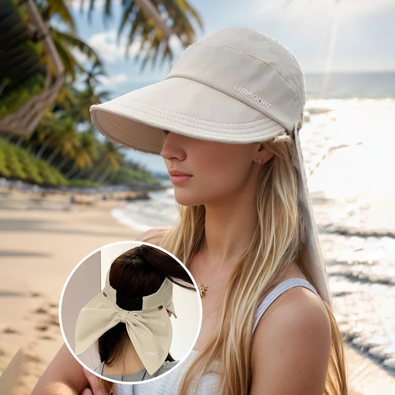 New Design Beauty Sun Visor Hats Women Large Brim Summer UV Protection Beach Golf Cap Bucket Hats Custom Sunscreen Visor Caps