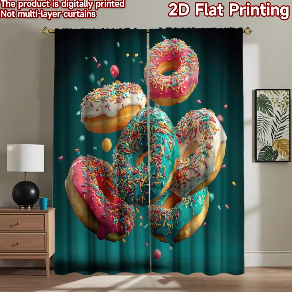 

1pc 2D flat Photography Backdrop Popular Photography Backdrop Colorful Frosted Donuts 100% Polyester Festive Holiday for The