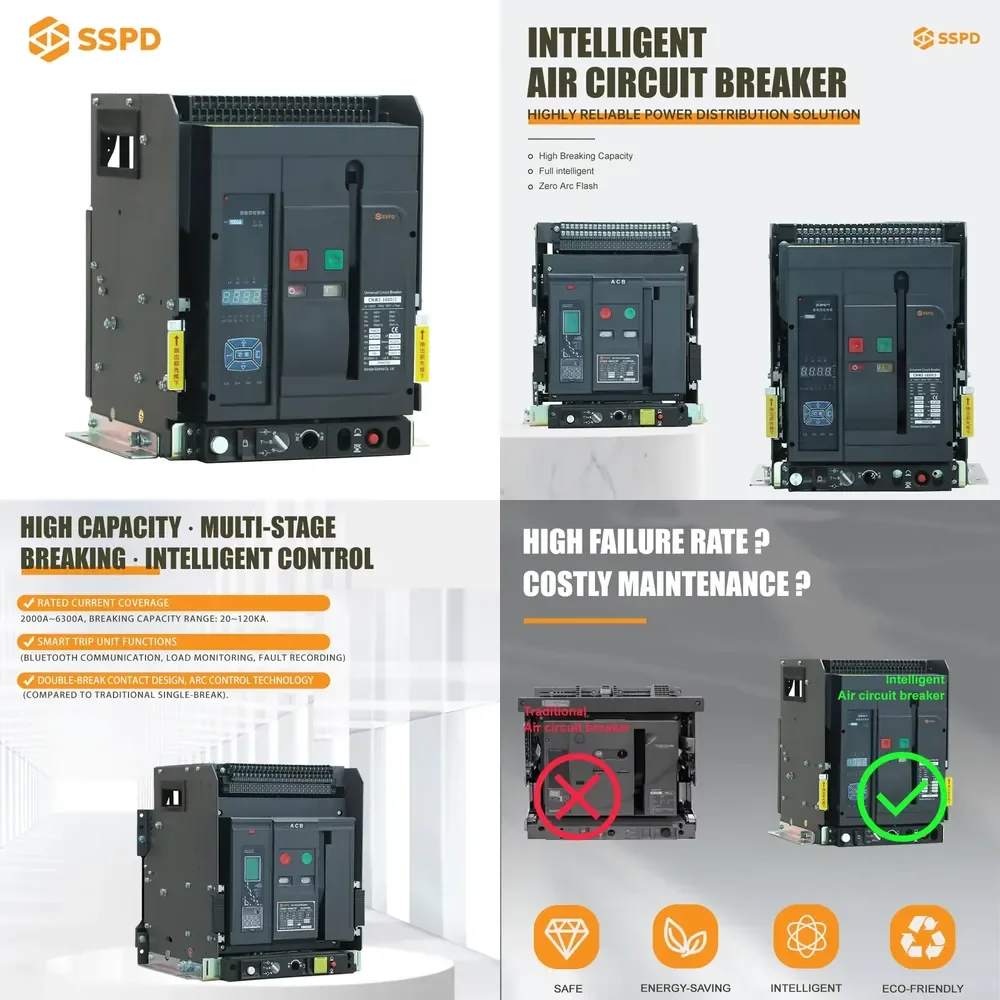 

50 High Performance 3P 1600A Intelligent ACB Drawer-Type Universal Circuit Breaker Air Circuit Breakers Category Product