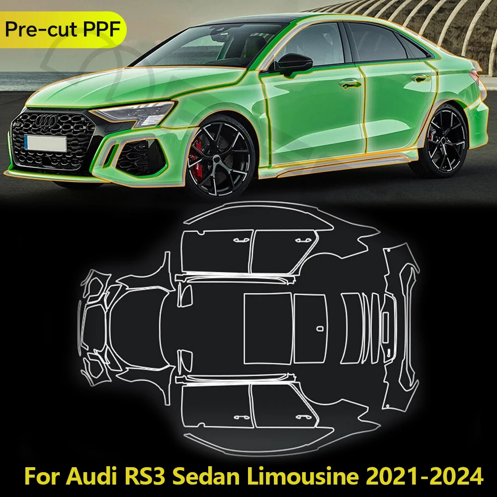 

For Audi RS3 Sedan Limousine 2021-2024 TPU Anti-scratch Paint Protection Film Pre-cut Clear PPF Car Body Resistant Repairable