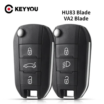 KEYYOU Fernbedienung Schlüssel Shell Fall Für Peugeot 208 2008 301 308 508 5008 RCZ Für Citroen C-Elysee C4-Kaktus scheinwerfer Mitte 3 Tasten