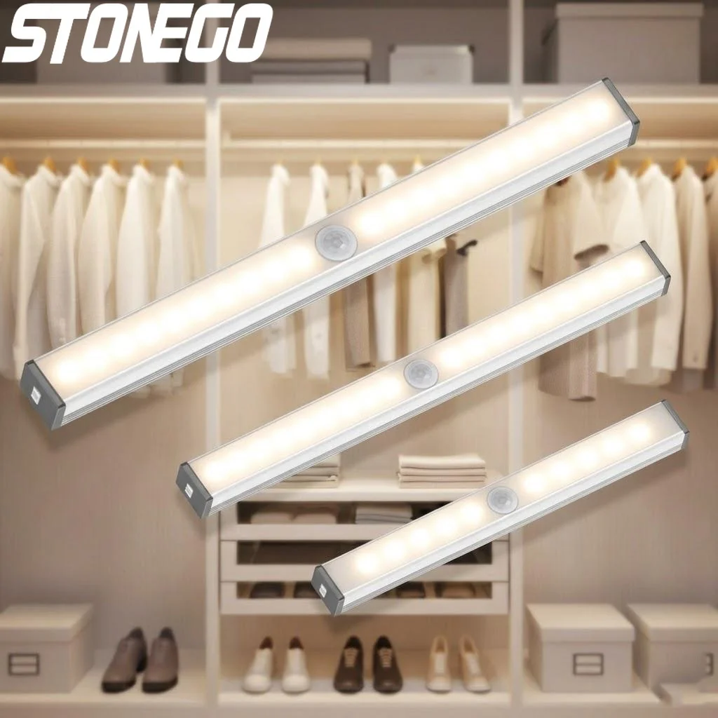 

USB Rechargeable LED Motion Sensor Night Light for Closet Wardrobe Cabinet Staircase Indoor Wall Lighting