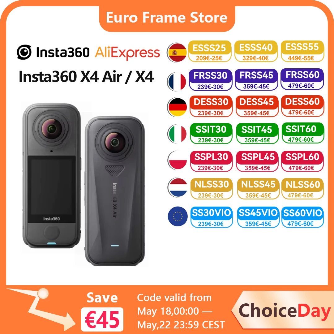 Insta360 X4 Air / X4 Action Camera - 165g Lightweight 8K 360-Degree Camera, Invisible Pole Effect Built-in Windscreen X4 Air