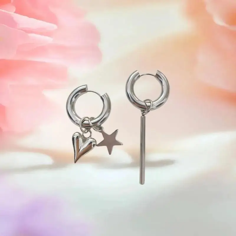 فاسق طويل القلب دلاية شكل نجمة أقراط للنساء بسيطة موضة هندسية دائرية الأذن مشبك جديد عصري مجوهرات هدية