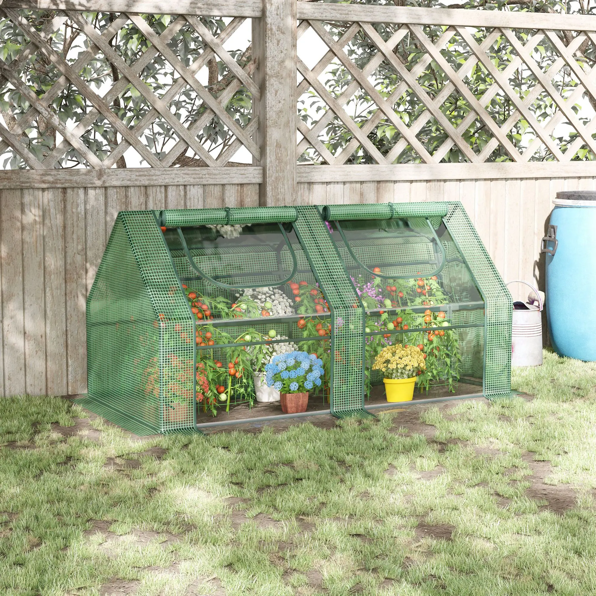 Small summer greenhouse with double cover 180x90x90 cm Green