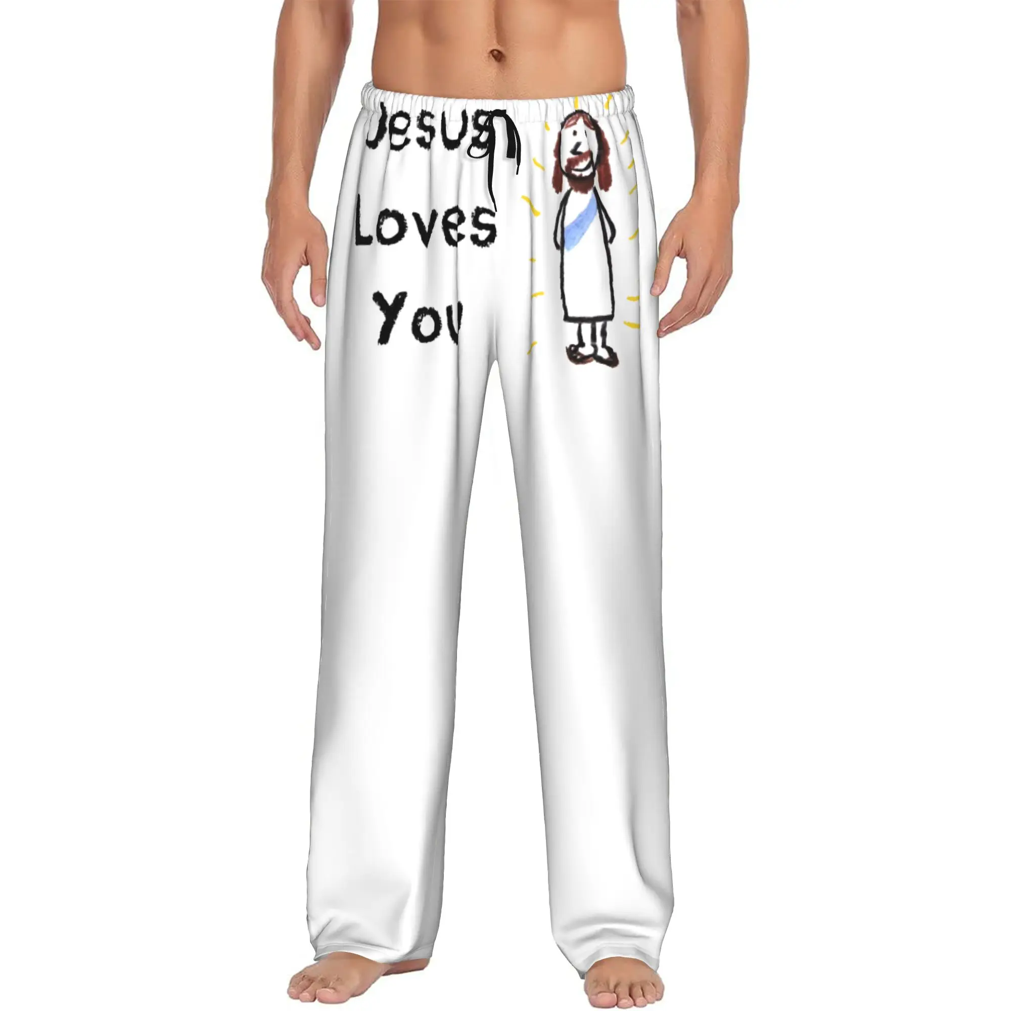 Custom Jesus Pajama Pants Sleepwear Men's Elastic Waistband  Sleep Lounge Bottoms with Pockets