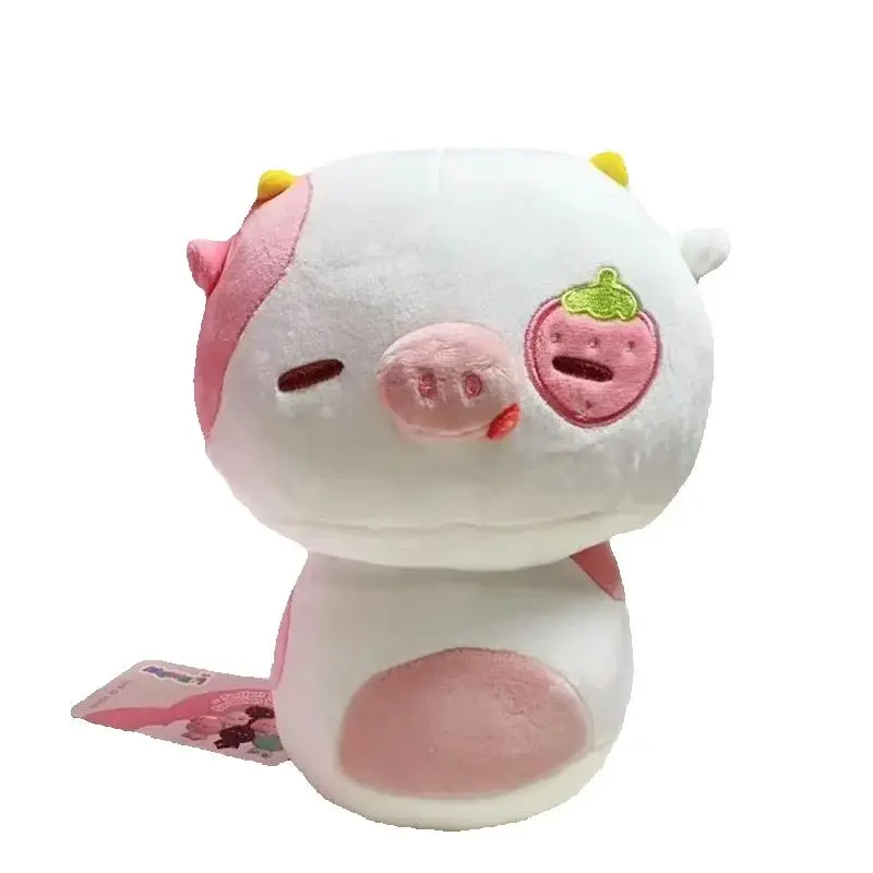 

36cm Cute Strawberry Cow Plush Toy Super Cute Calf Pillow Soothing Doll Perfect for Children's Festival Birthday and Christmas