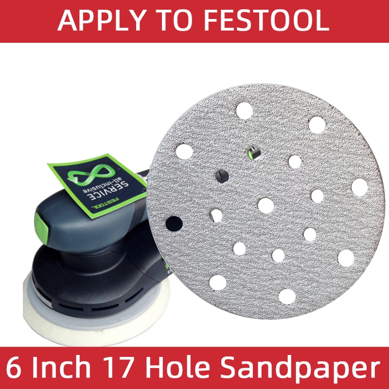 100pcs 150mm Sandpaper Round Shape Sanding Discs Hook Loop Sanding Paper Buffing Sheet Apply to Festool Sander Polishing Pad