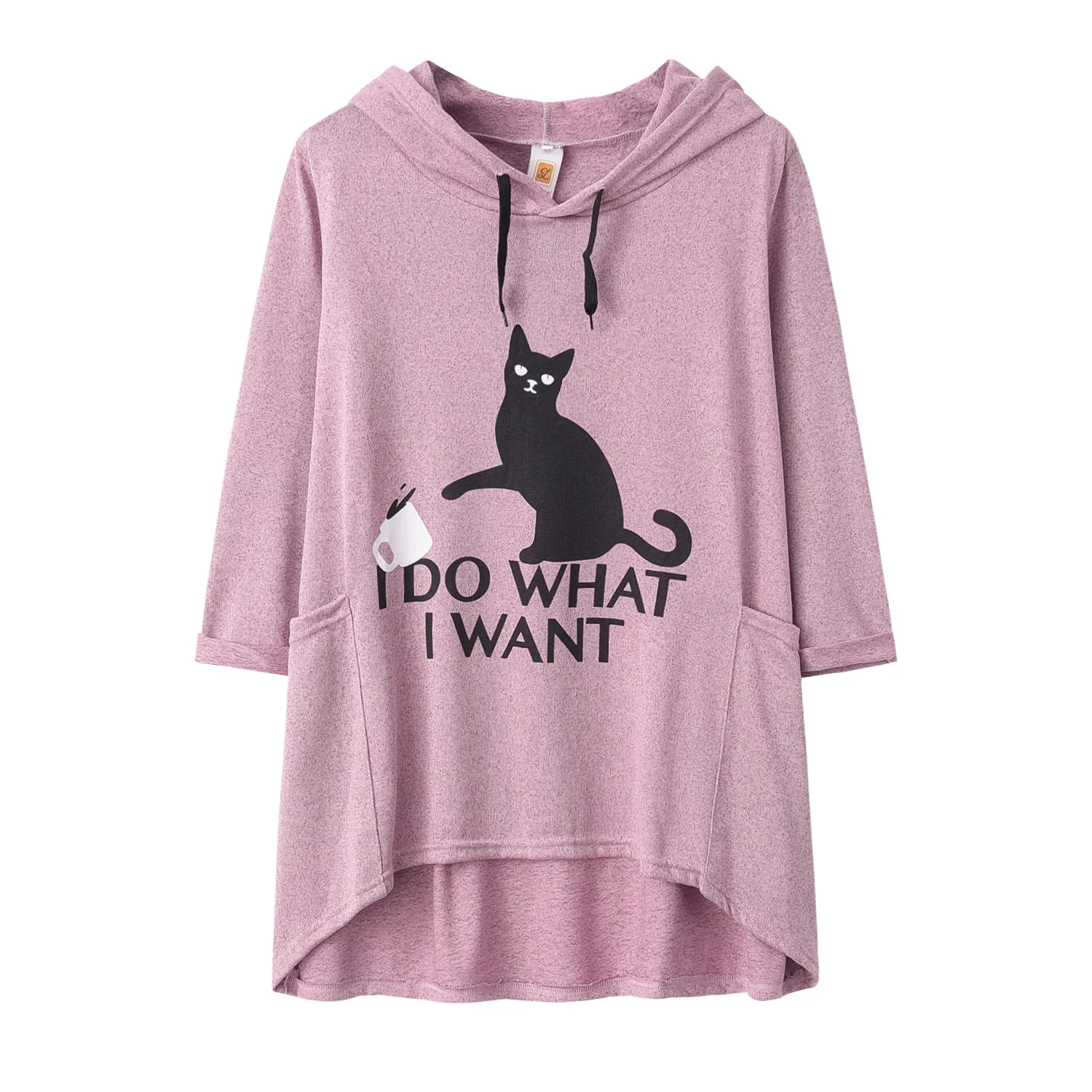 

Anime I Do What I Want Printed Cat Graphic Women Sweatshirt Pink Yellow Blue Long Sleeve Pullover Hoodies Tops for Girls Teens