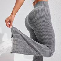 2025 Fashion Women Pants Flared Pants High Waist Pant Elegant Women's Clothing Woman Trousers Rib Knit Push Up Sport Leggings