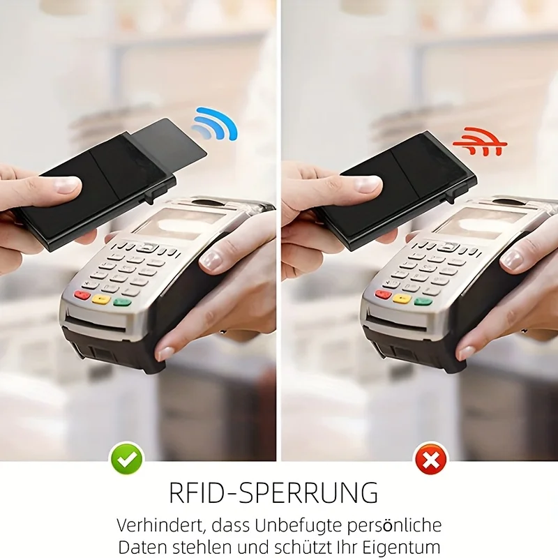 OBCREATOR Kreditkartenetui für Herren und Damen, Kartenhalter und Geldklammer mit RFID-Schutz und Carbonfaser-Textur – Detail 9