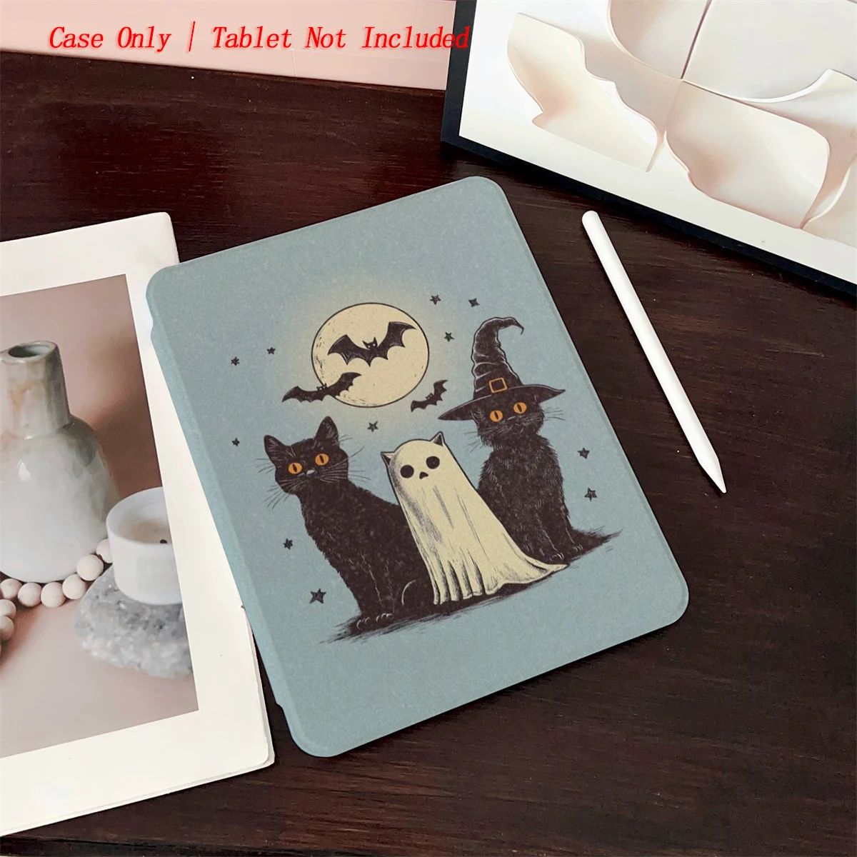 

8 Fresh Style Printed iPad Case, 360° Rotating Stand & Pen Slot,Book Style, Auto Sleep/Wake, Compatible with Various Apple iPads