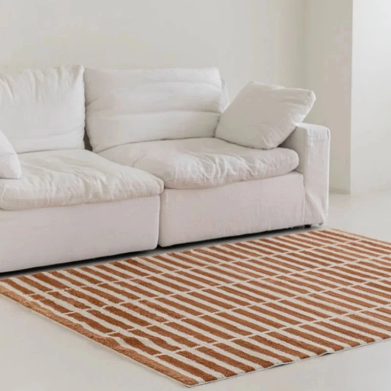 Minimalist Living Room Carpet, Home Decoration, Coffee Tables Plush Mat, Plaid Modern Advanced Bedroom Rug