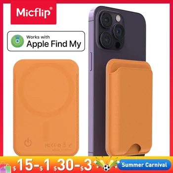 아이폰 15, 14, 13/12 시리즈용 Micflip MagSafe 지갑, Find My 내장, 보조배터리 아님, 추적식 마그네틱 카드홀더