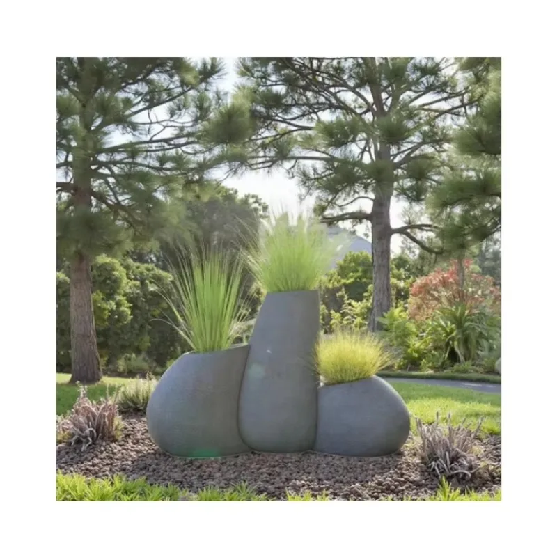 

Большой цветочный горшок из волокнистой глины на заказ, напольный высокий горшок для растений в скандинавском стиле для использования в помещении и на открытом воздухе, большая ваза для садового усилителя