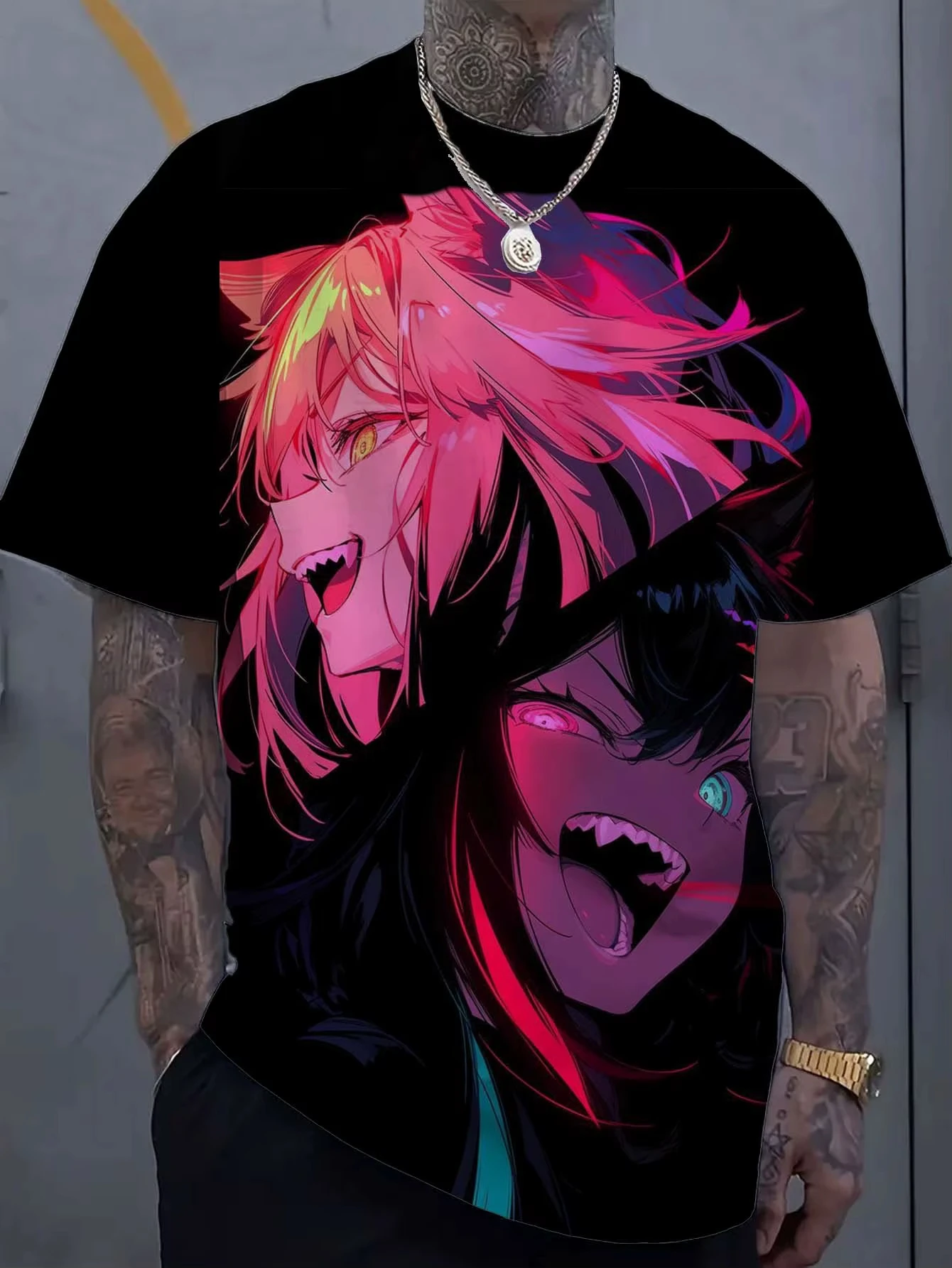 الكرتون مثير فتاة نمط ثلاثية الأبعاد مطبوعة تي شيرت رجالي المتضخم البلوز للرجال فتاة سيئة شخصية قميص قصير الأكمام تي شيرت #2