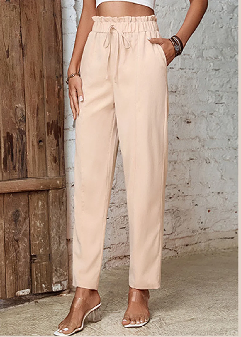 

2024 Summer New Women's Casual Pants Solid Color Commuter Style Nine-Point Elastic Skinny Pants