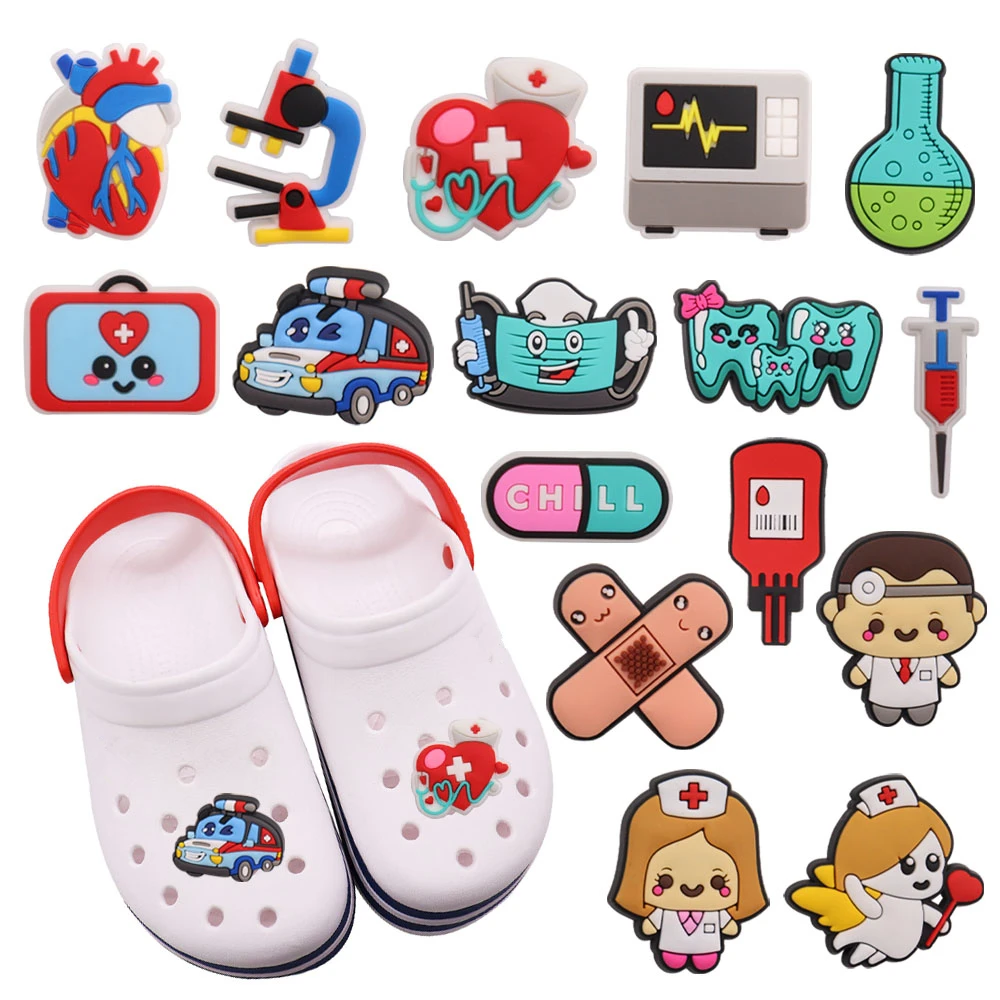 1-16Pcs Special Medical Care Tools for Nurse Sandals Shoes Buckles PVC for Doctor Clog Shoe Charms Decoration