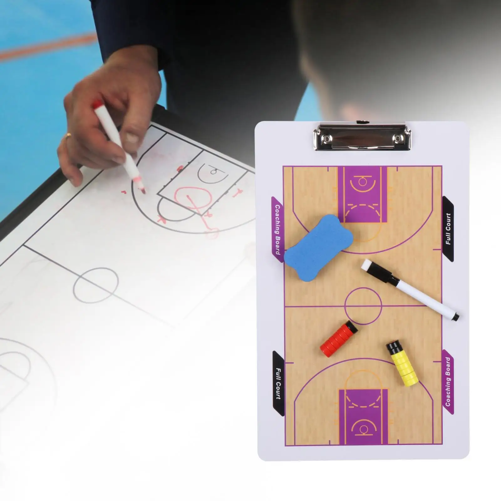 Basketball Coaching Boards Teaching Assistant 35x22cm Sports Accessory with 1 Marker Pen Rewritable Coaches Marker Whiteboard