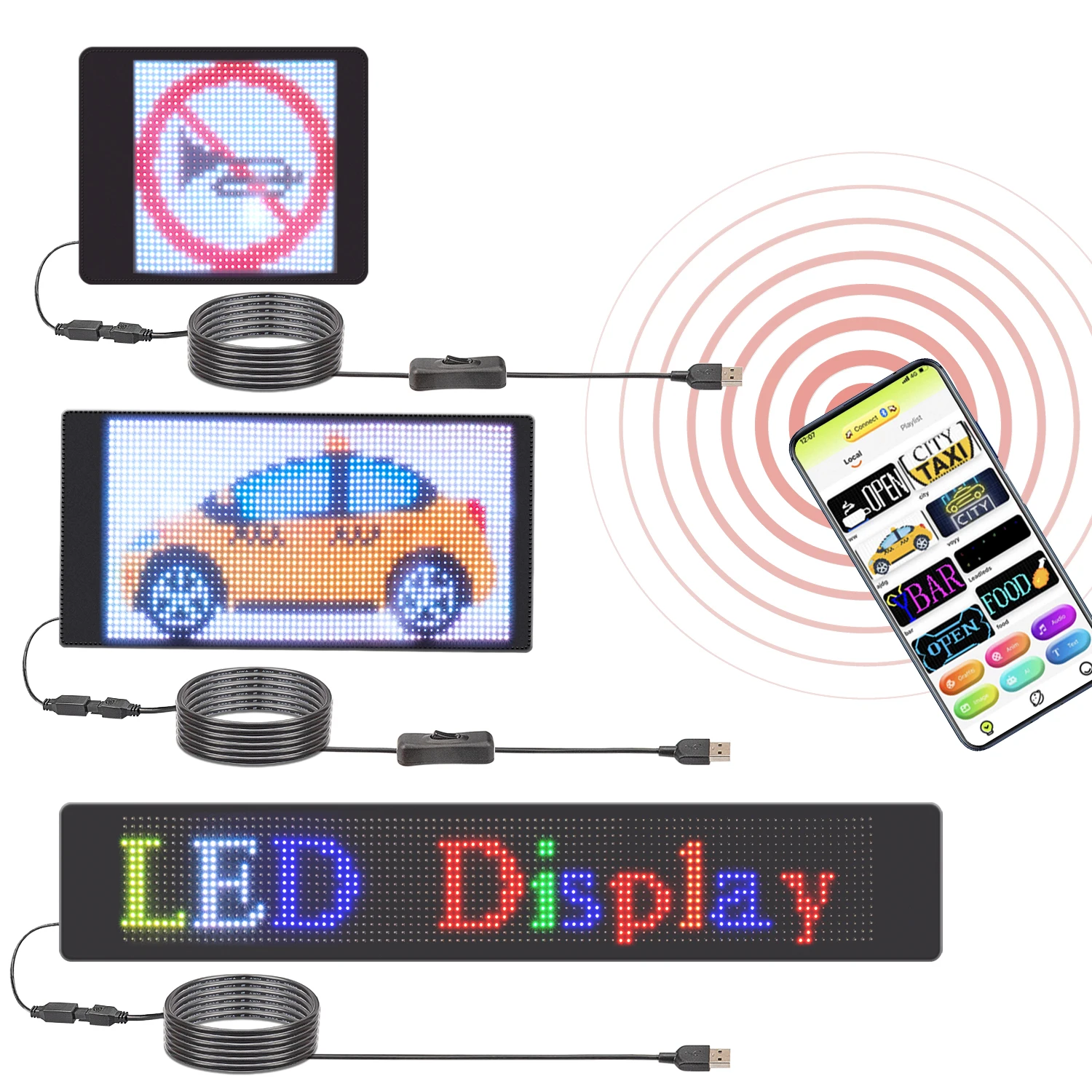 

Led Sign Board Flexible Car Taxi Rear Window Display Scrolling Advertising Screen for Shop Festive Wedding Bluetooth APP Control