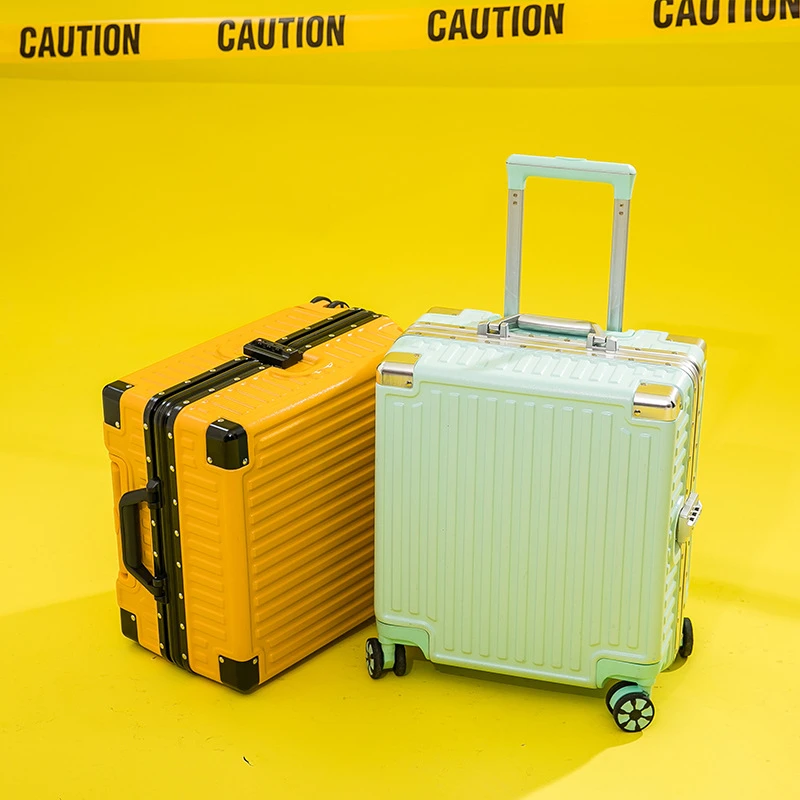 18 Inch Rolling Luggage Travel Suitcase Aluminum Frame Trolley Case Boarding Trunk Mini Password Box Suitcase Fashion luggage