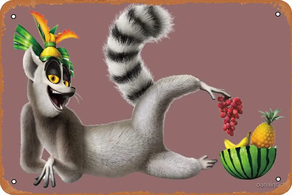 8 X 12 Metal Signs - King Julien Vintage Look Metal Tin Poster