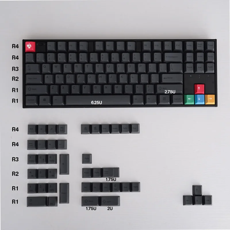 144 キー GMK クローンダークキーキャップミニマルブラック PBT 染料